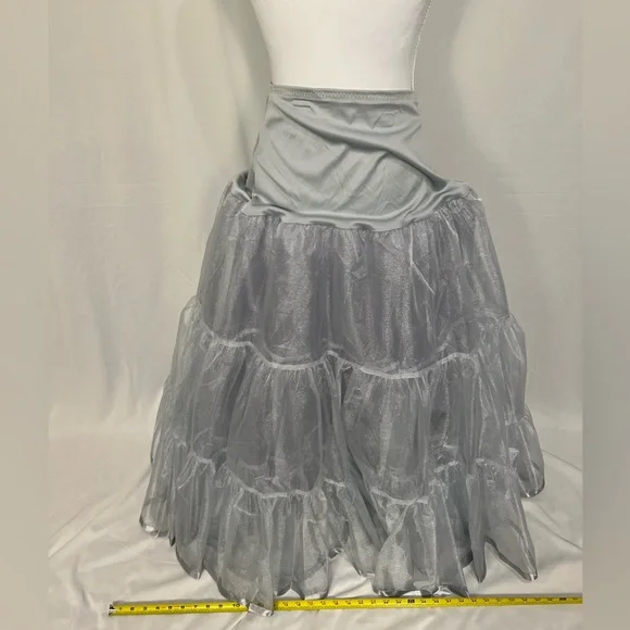 Tiered Silver Tulle Petticoat with Soft Waistband - Picture 8 of 9